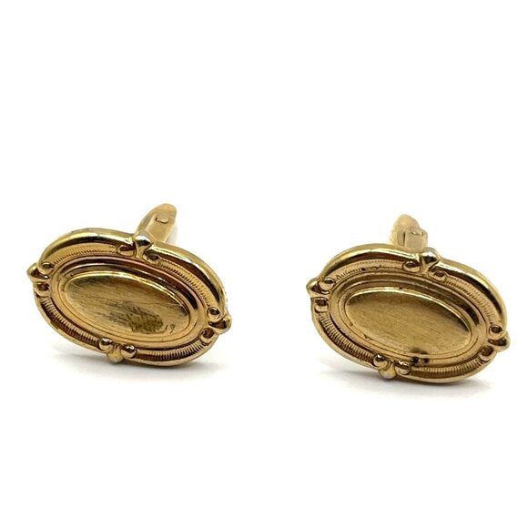 Vintage Gold Tone Oval Cufflinks A28 - Picture 1 of 7